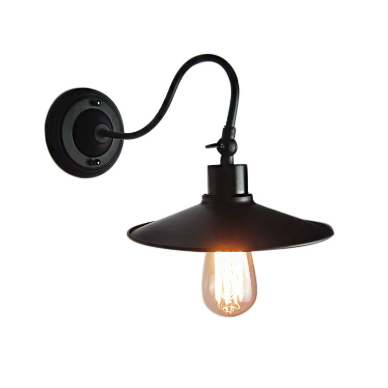 

Saucer Shade Industrial Rotatable Black Wall Sconce With 18.8 Inch