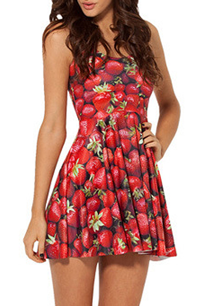 

Summer Pleated Print Cherry Blossom Reversible Skater Dress, Red