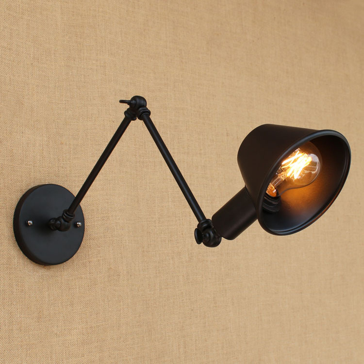 Details about   Black 1-Light Swing Arm Wall Lamp Industrial Metal Adjustable Wall Sconce light