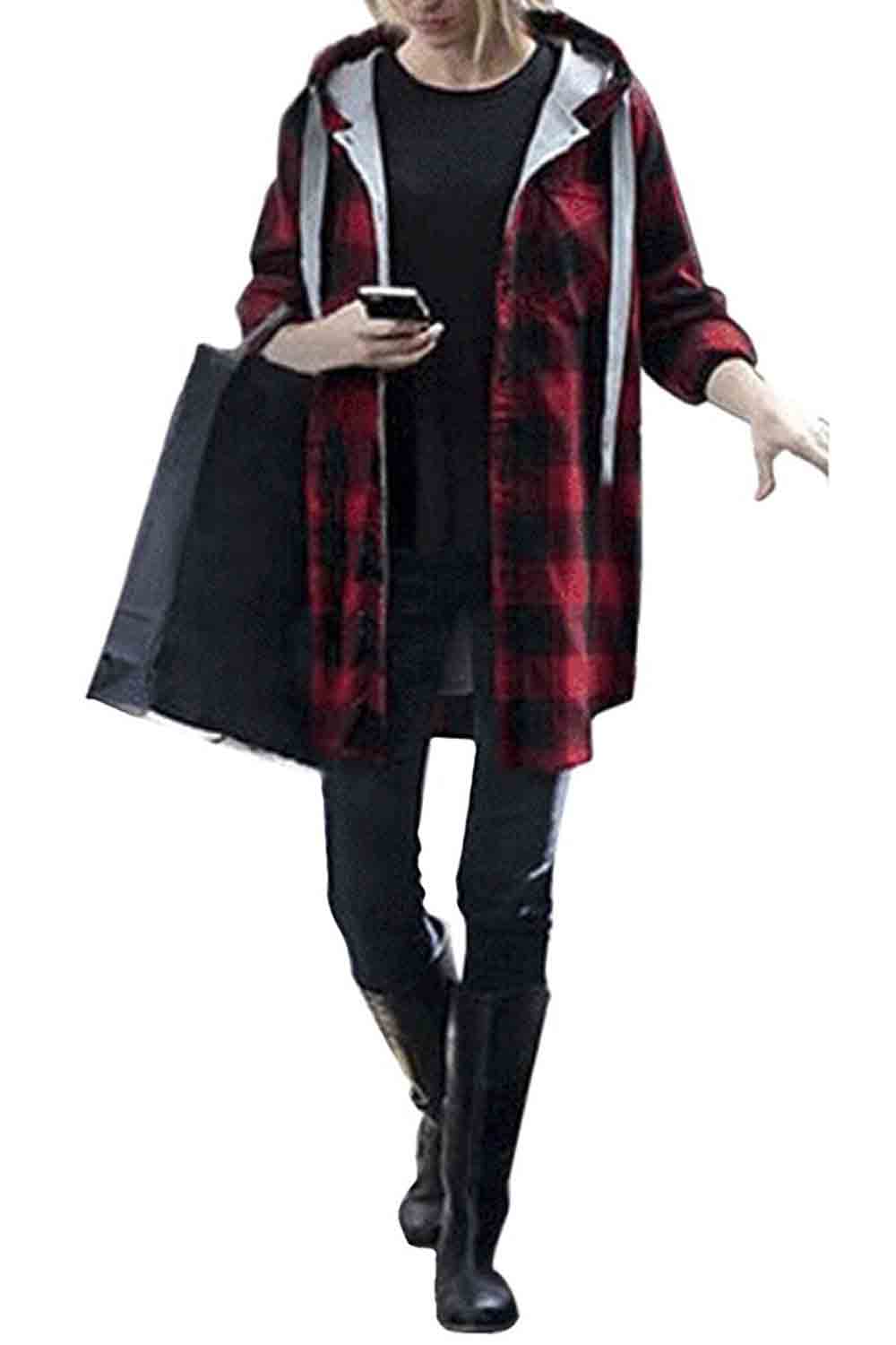 long plaid flannel jacket