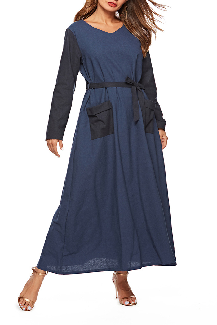 navy maxi dress with sleeves