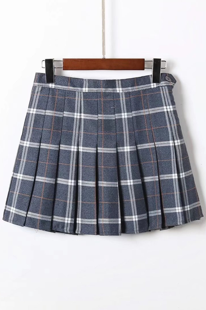 plaid pleated skirt zipper