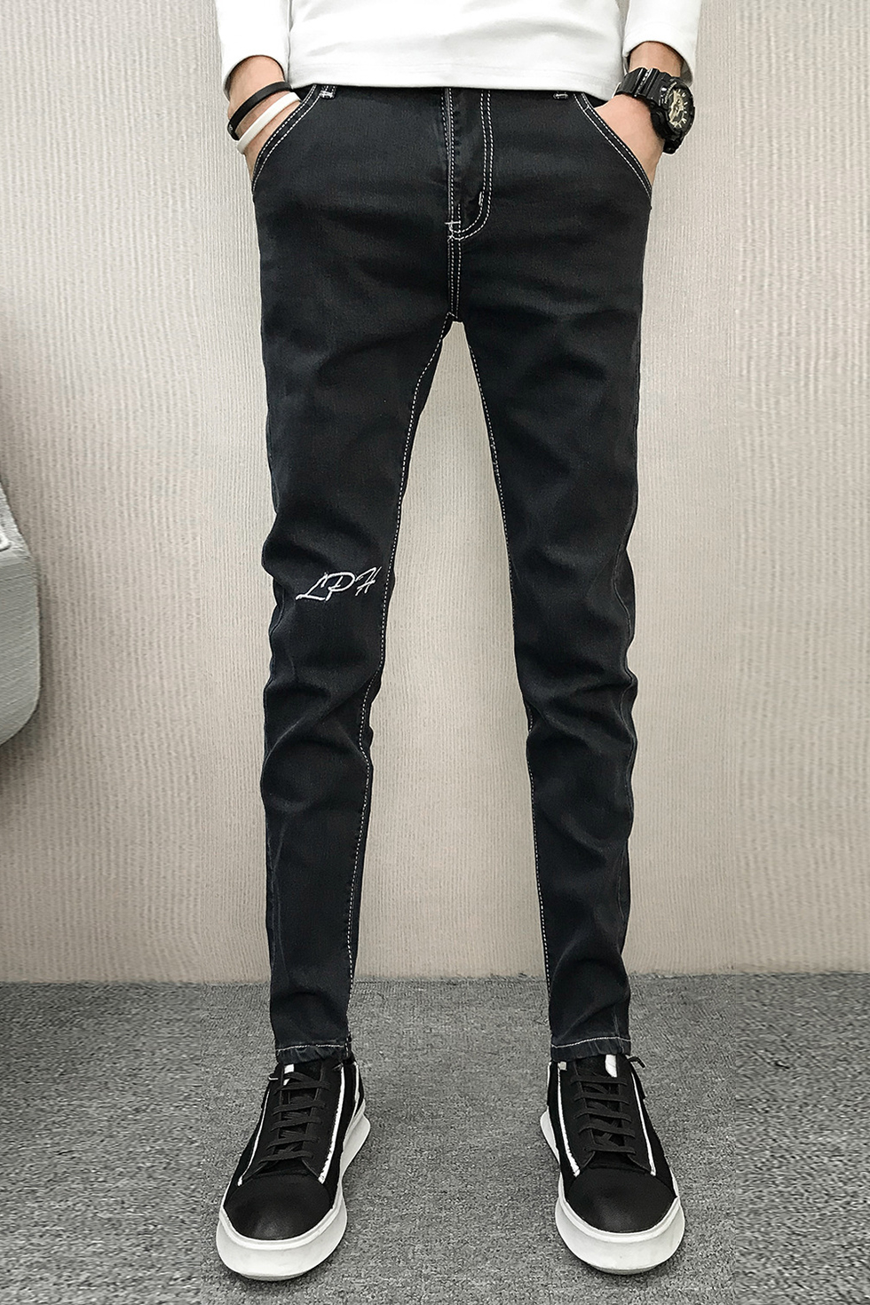 black trendy jeans