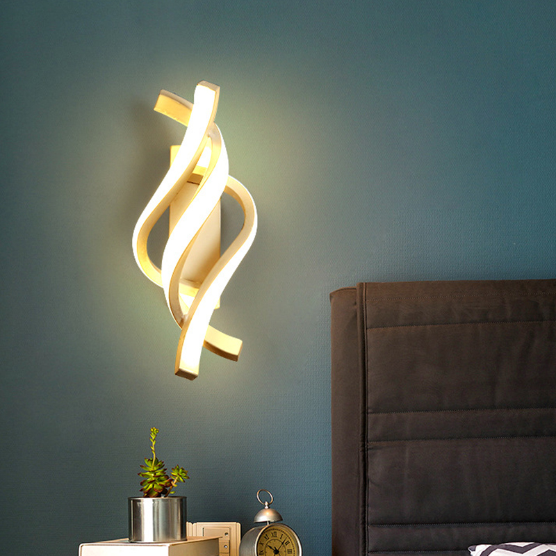 Modern Spiral LED Wall Light Acrylic Background Sconces Lamp for Bedside Decor