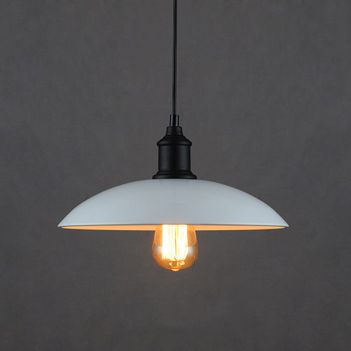 

White Wrought Iron Retro Style 12.5Wide Shade Industrial Pendant