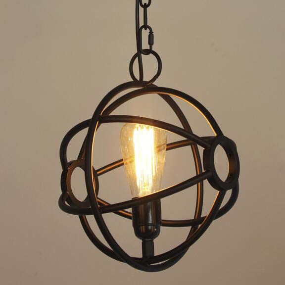 

10'' Wide Small Black Globe Pendant in Industrial Style