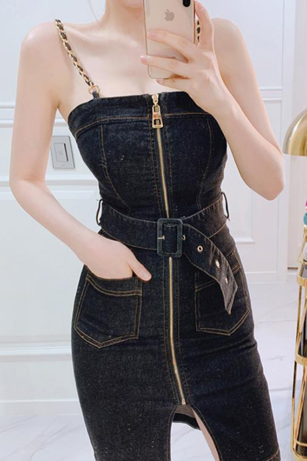 overall leather dress