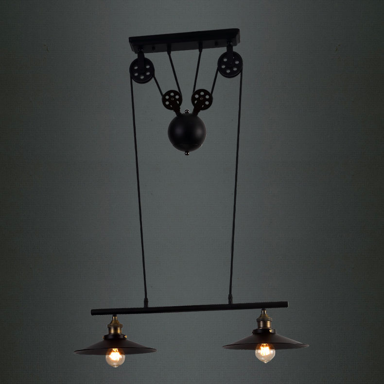 

2 Light Adjustable Industrial Style Linear Chandelier