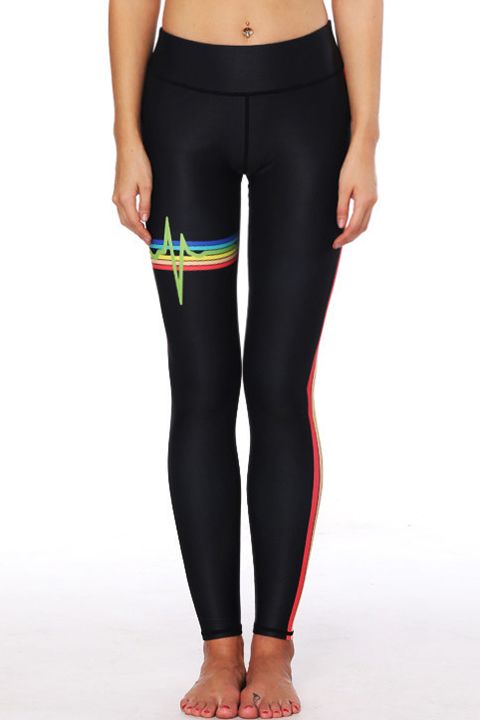 New elastic legging Rainbow Color Stripes printed legging S-4XL Slim legging 947