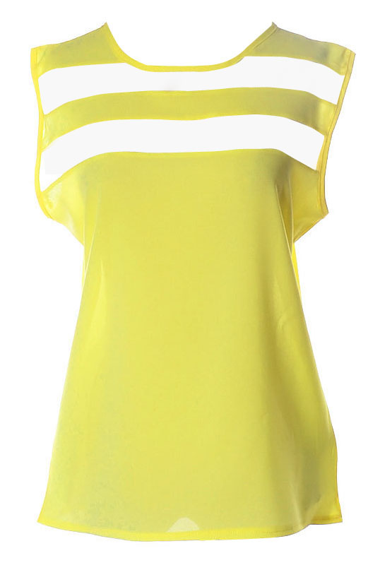 

Sleeveless Sheer Net Insert Chiffon Top, Fuchsia