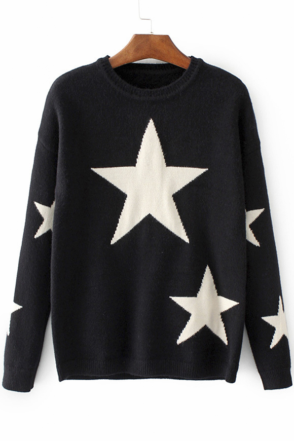 women's star print sweater