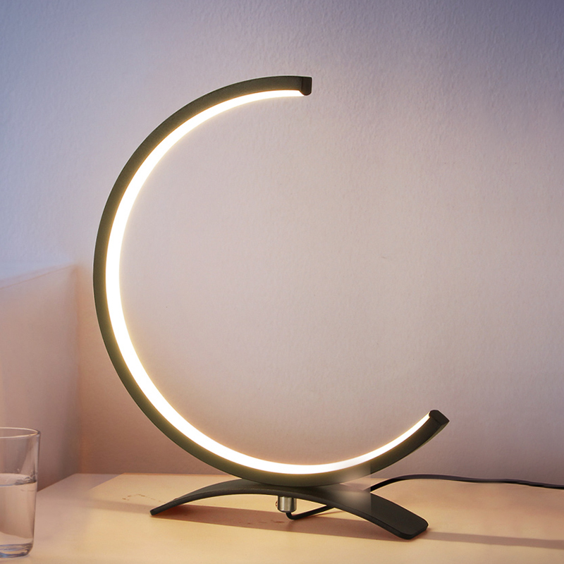 Black Gold C Shape Table Lamp, Menton Chrome Infinity Led Table Lamp