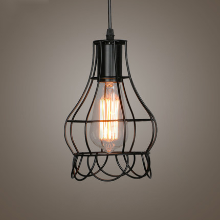 

Wire Rose Pendant Light with Black Cage