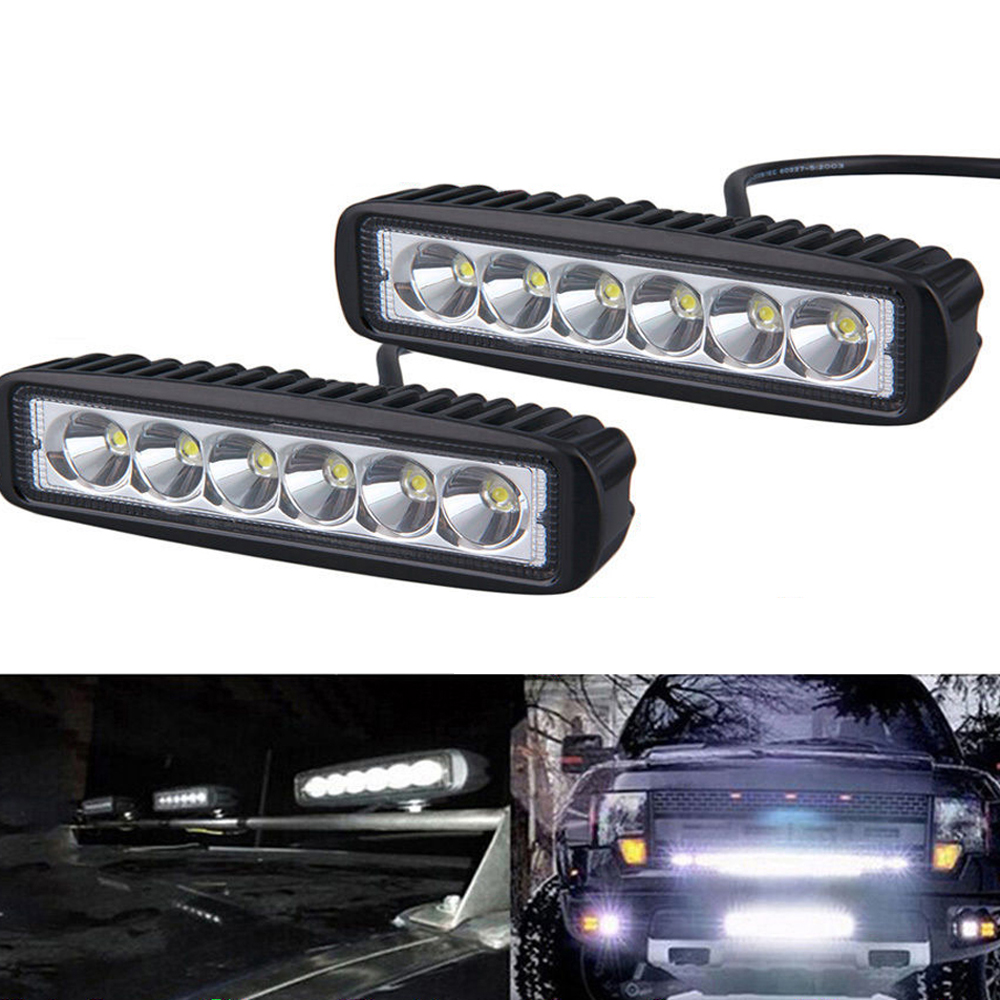 2/4pcs 6"Inch LED Work Light Bar Spot Lamp 18W Offroad Driving Fog SUV ATV Truck