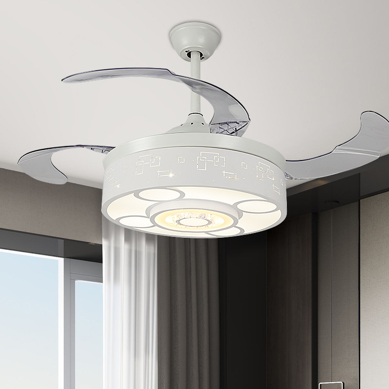Modernist Led Ceiling Fan Lighting White Drum Semi Flush Mount With Opal Glass Shade Wall Remote Control Frequency Conversion Beautifulhalo Com - Remote Control Ceiling Lights Semi Flush