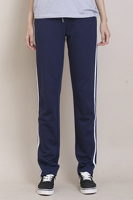 

Women's Sports Pants Striped Side Casual Straight Cotton Pants, Blue