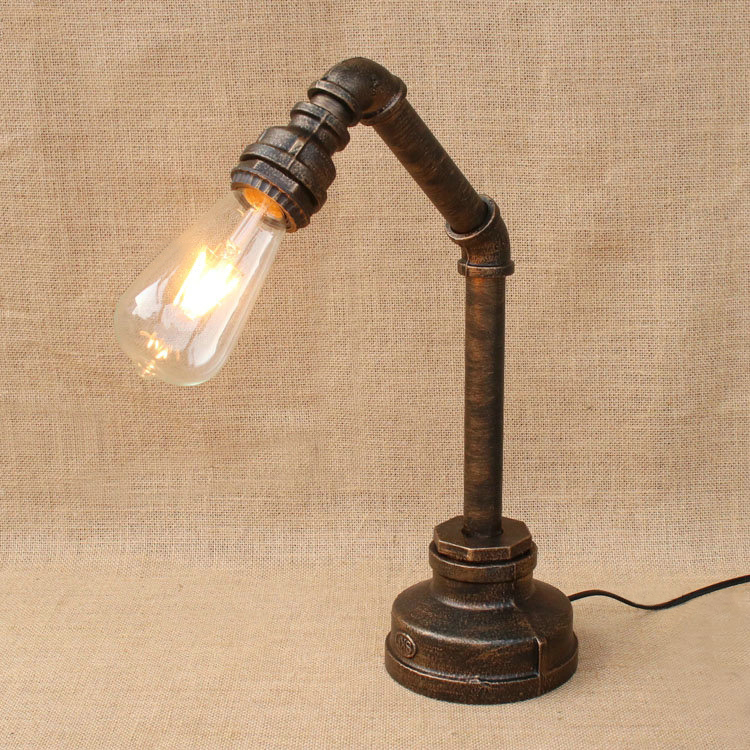 

Modern Lighting Industrial One Light Metal Pipe Aged Bronze Desk Lamp