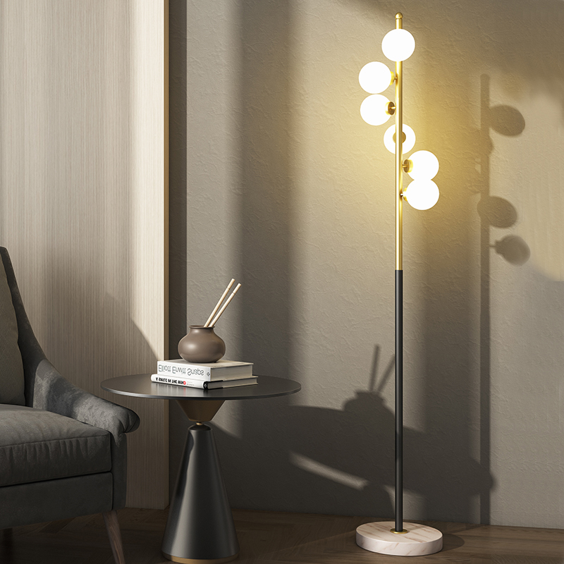Gold And Black Ball Floor Lamp With, Round Ball Floor Lamps