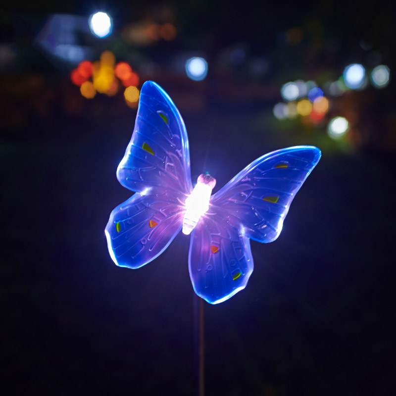 Solar Power LED Garden Light 4 Butterflies Lights on 73 cm High Stake