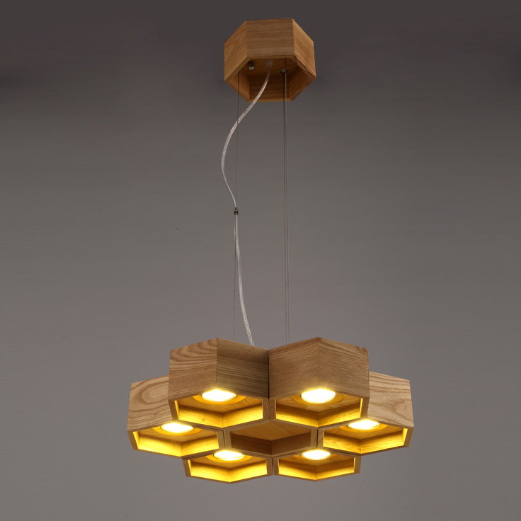 

Six Lights Wood Honeycomb Brilliant Designer Large Pendant Light