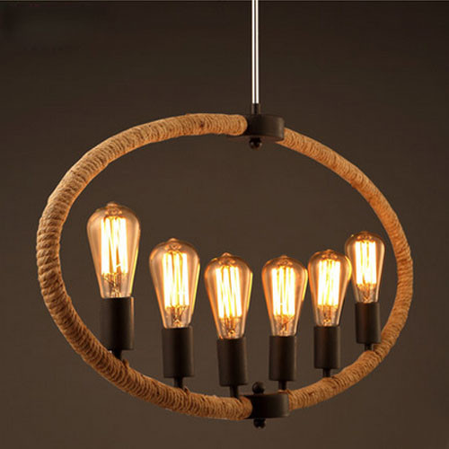 

Oval 6 Light Rope Chandelier in Black Finish 39.37" Wide