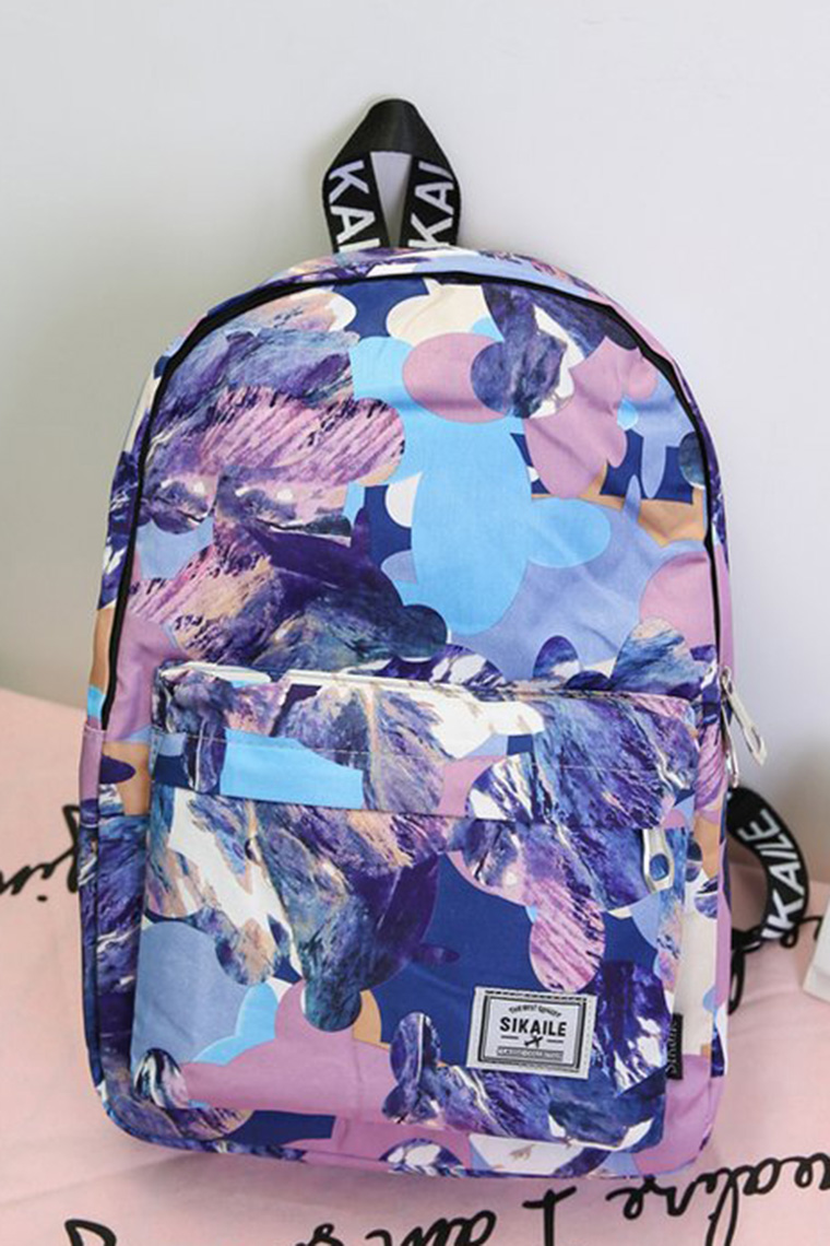 purple and blue backpacks