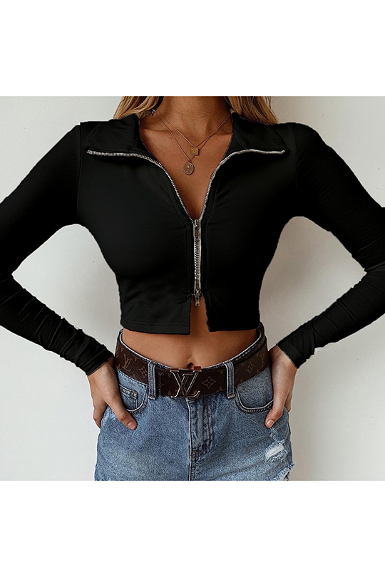 cropped sweat jacket