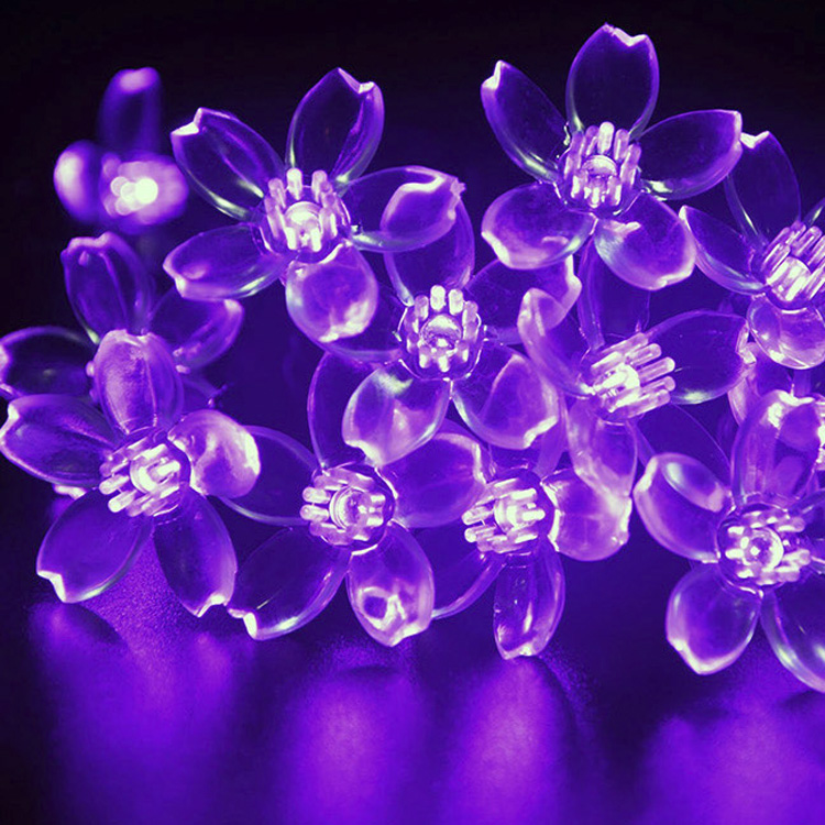 

50 Pics Romantic Purple Peach Blossom LED Solar Decorative String