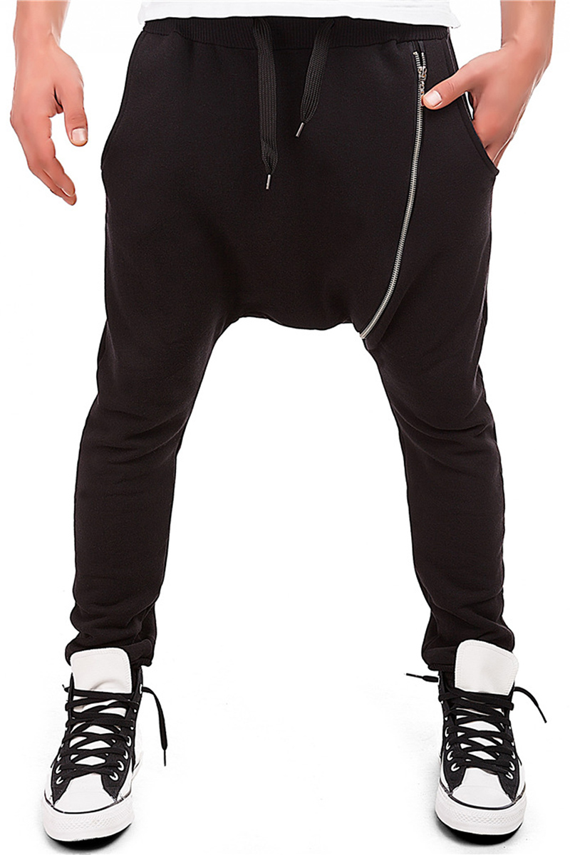 stitch zipper embellished casual jogger pants