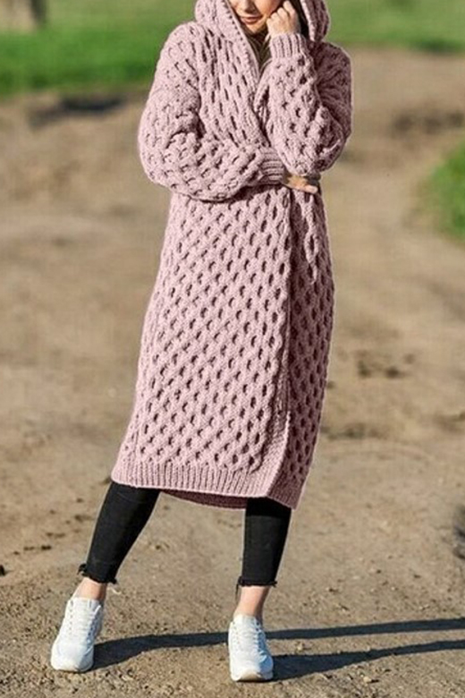 knitted coat with hood