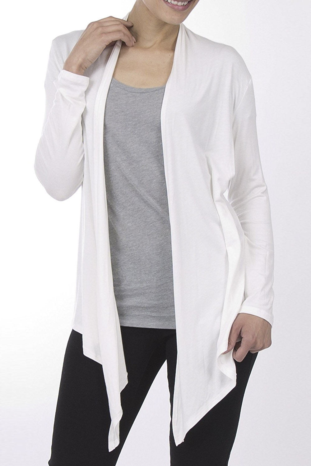 

Super Comfy Flowy Womens Open Front Drape Cardigan, White