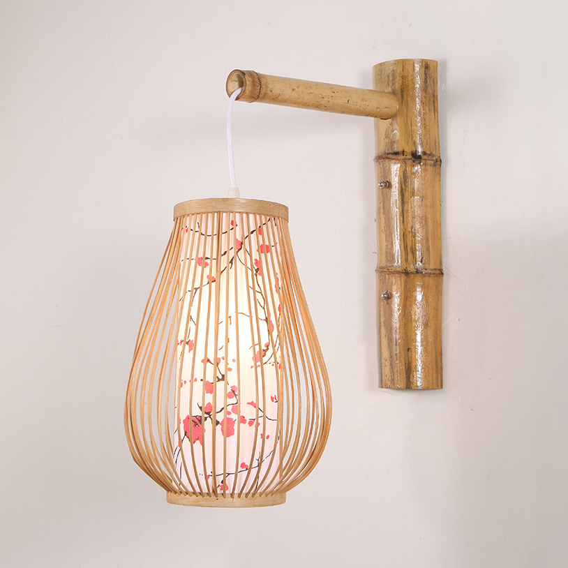 Single Light Bamboo Hanging Wall Sconce, Hanging Wall Lights Bedroom