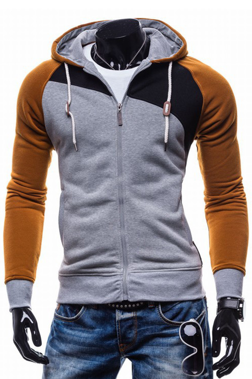 YYG Mens Color Blocked Slim Long Sleeve Casual Active Pullover Hoodies Sweatshirt 