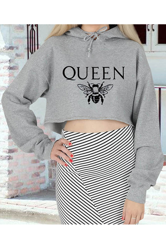 queen crop top hoodie