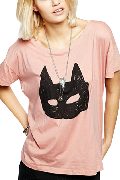 

Pink Loose Batman Print Short Sleeve Tee