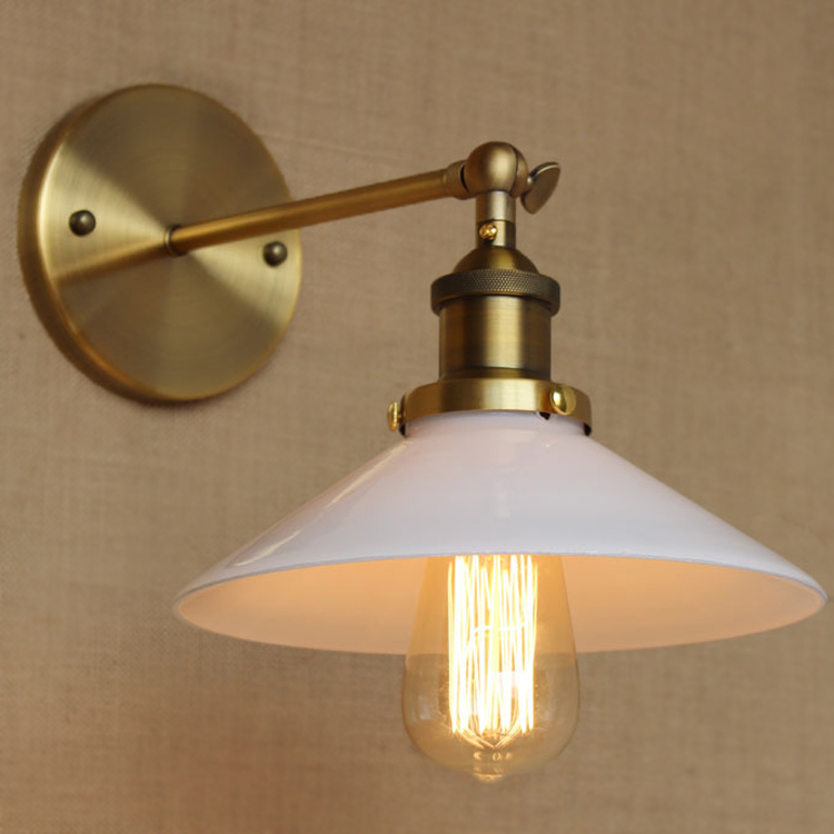 

White 1 Light Wall Sconce in Brass Finish