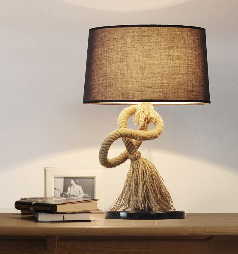 

Gracefully Designed Single Light Rope Table Lamp with Empire Fabric