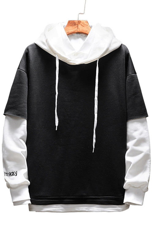 color block smile face hoodie