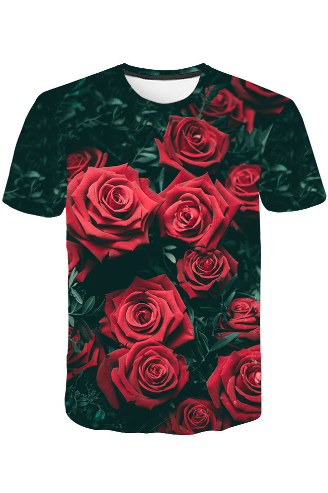 red rose printed shirt