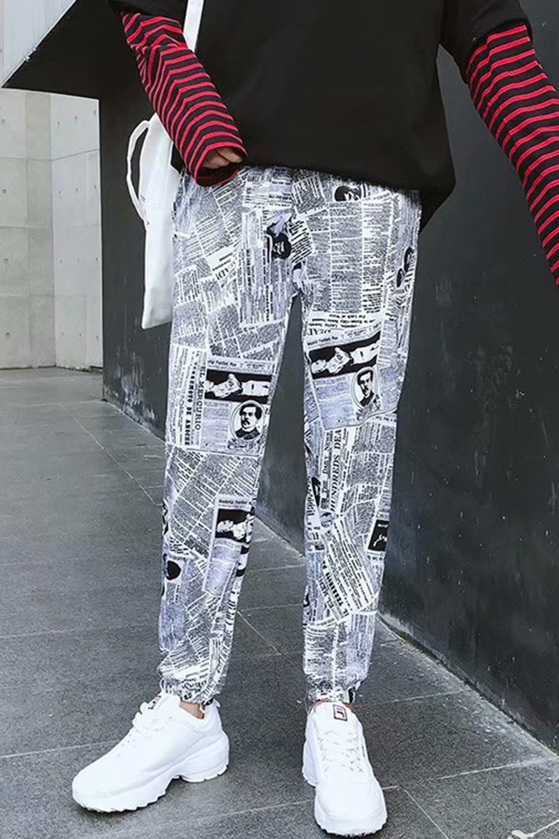 newspaper print joggers