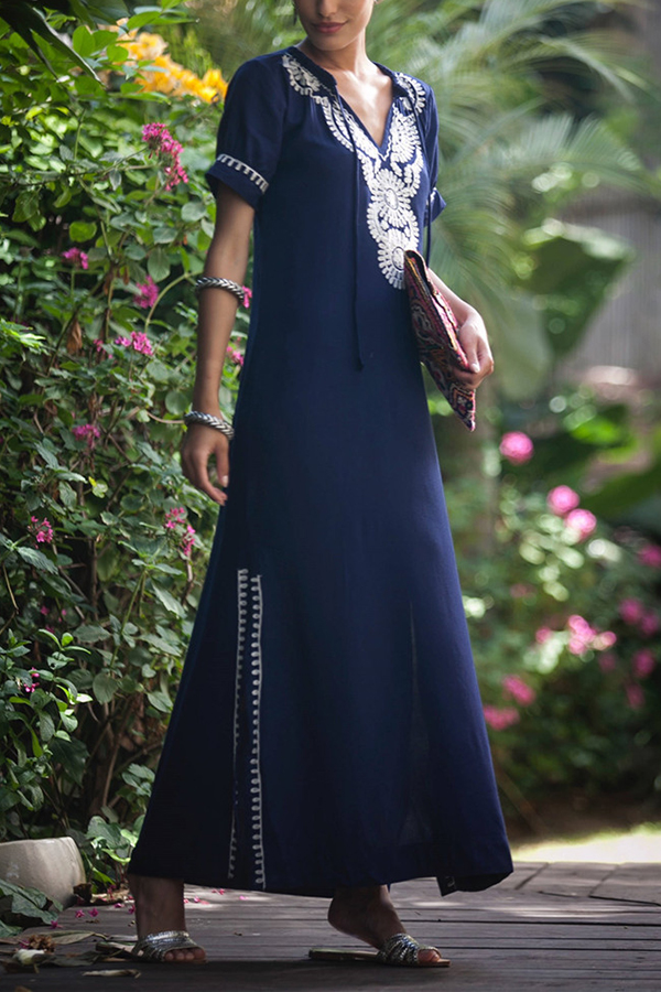 navy blue short flowy dress