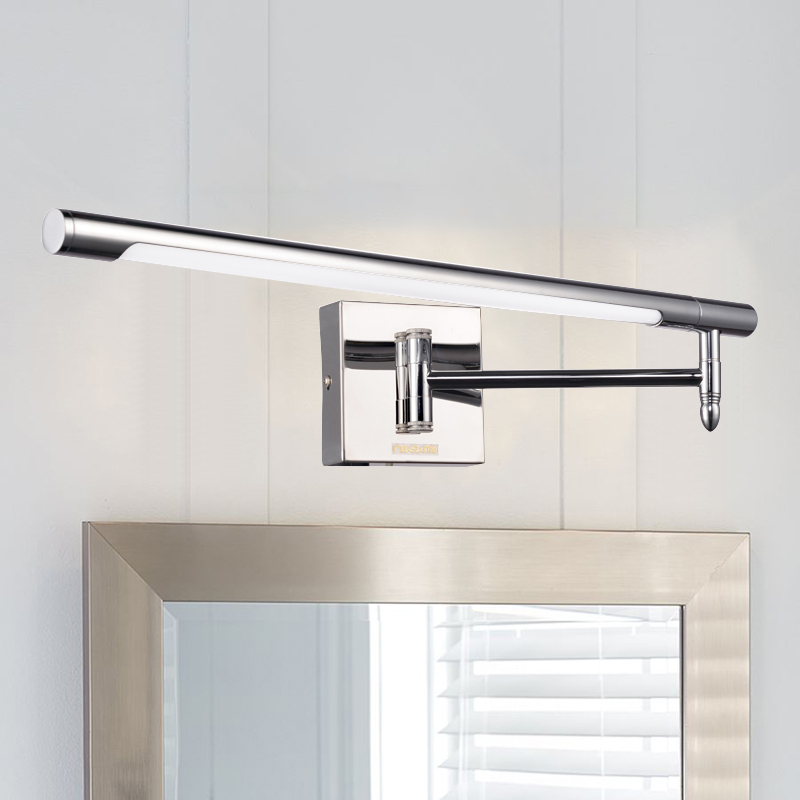 Extension Type Chrome Led Vanity Light, Swing Arm Mirror With Light