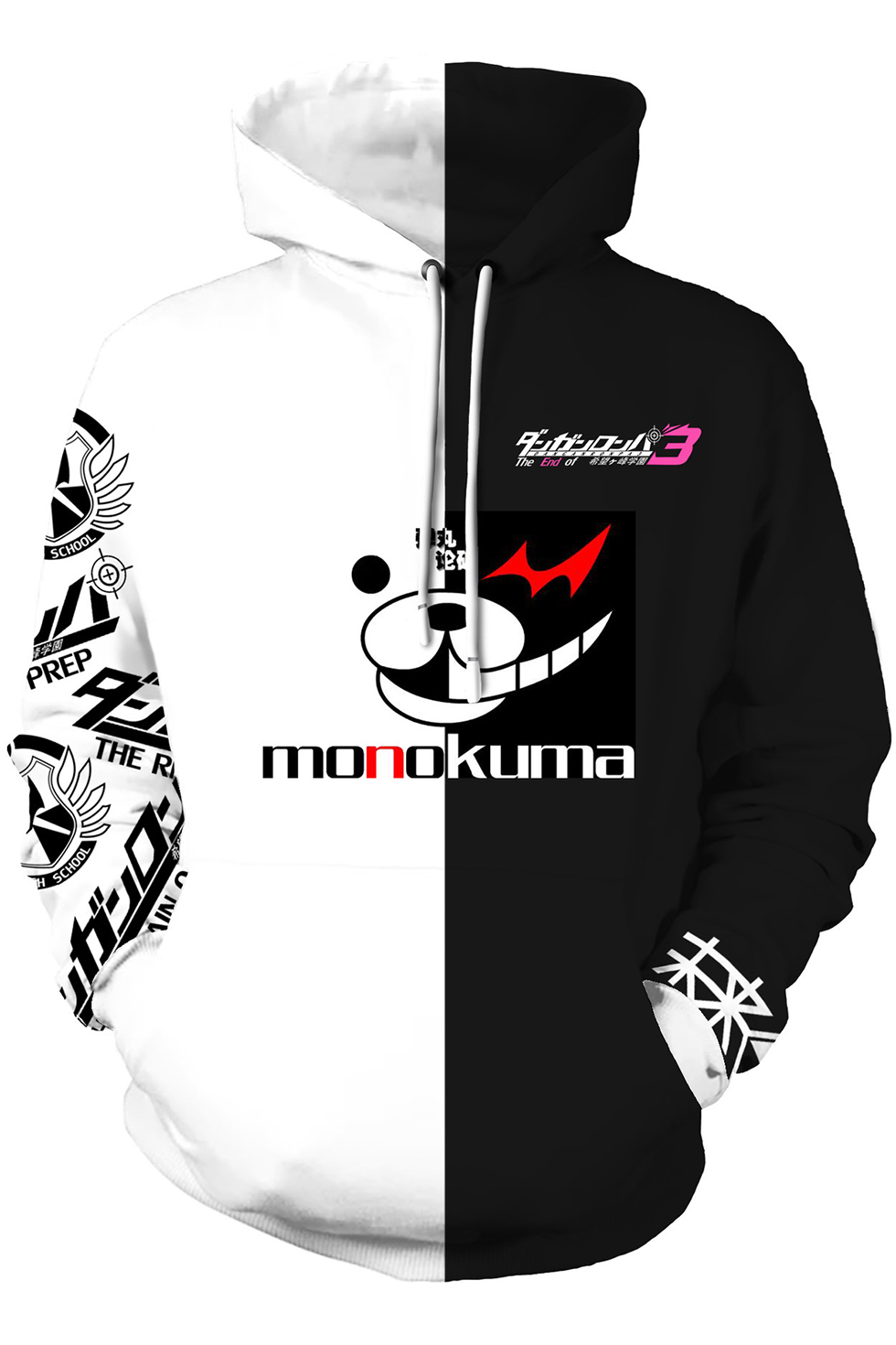 be happy hoodie black and white