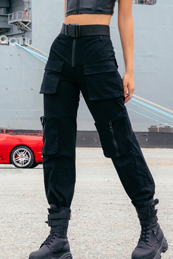 girls black cargo pants