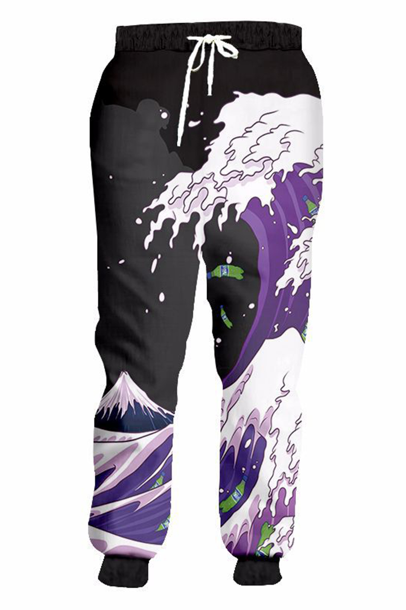 black and purple sweatpants