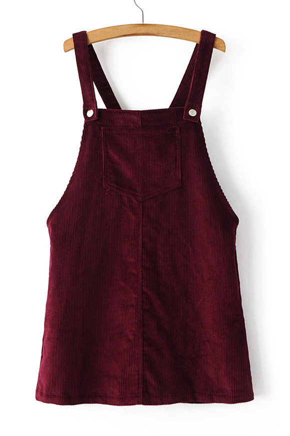 pocket front overall corduroy dress