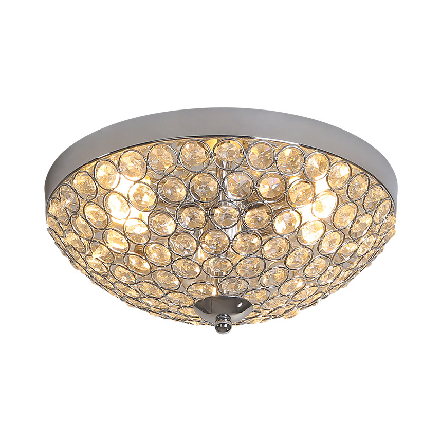Clear Crystal Domed Ceiling Light Fixture 2 Lights Contemporary