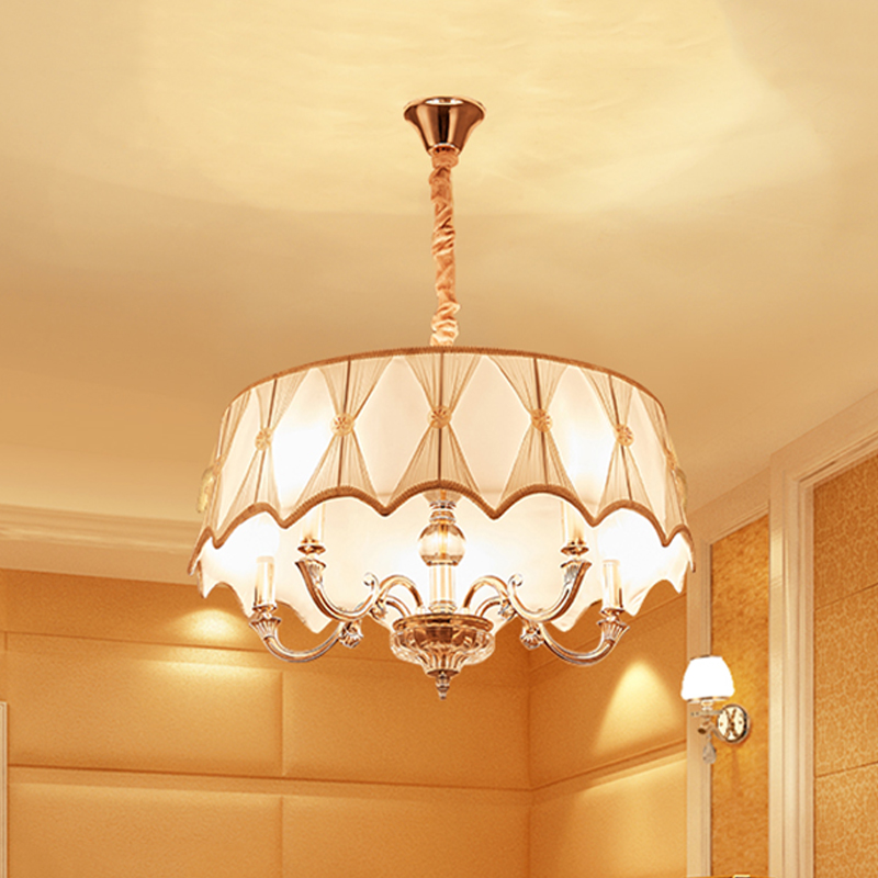 5 Lights Drum Chandelier Traditional, Dining Room Chandelier Drum Shade