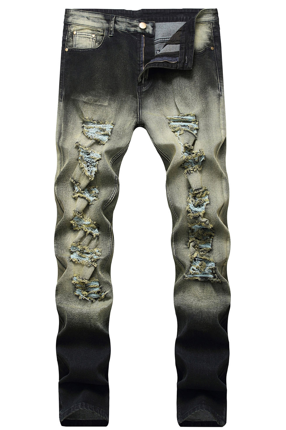 dark green ripped jeans