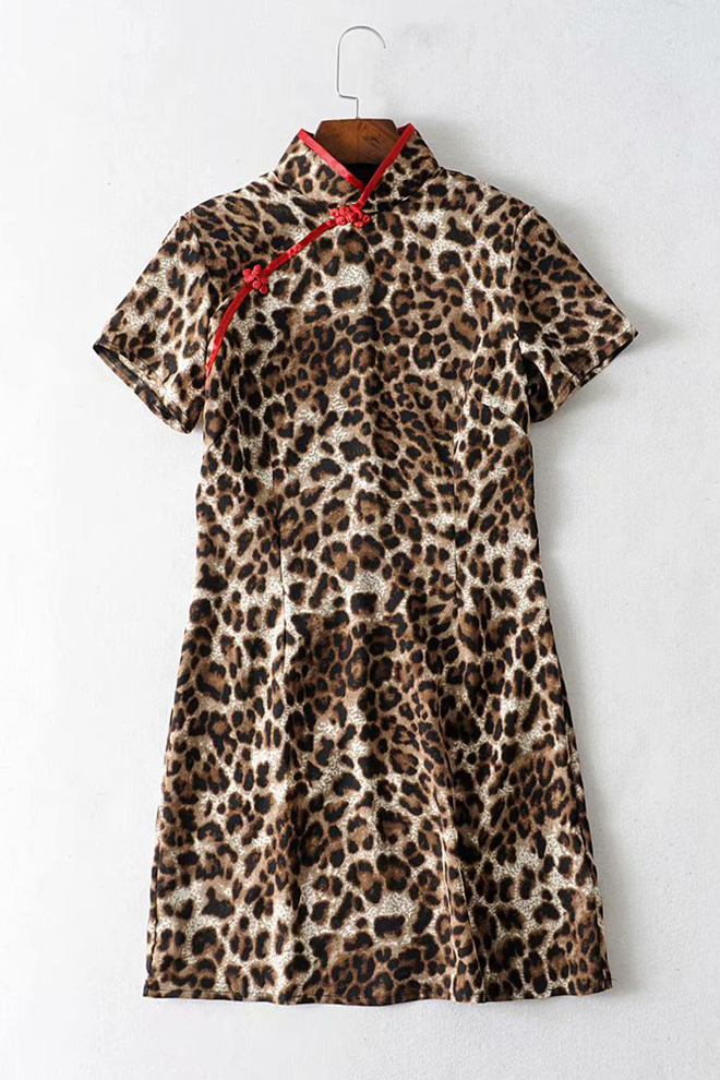 leopard print chinese dress